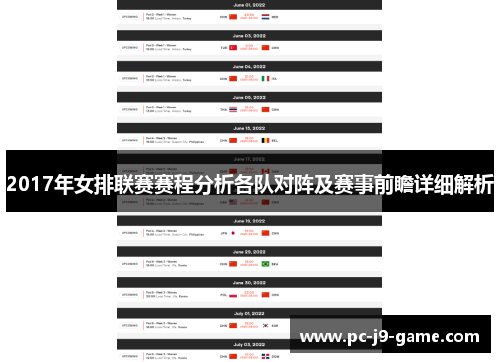 2017年女排联赛赛程分析各队对阵及赛事前瞻详细解析