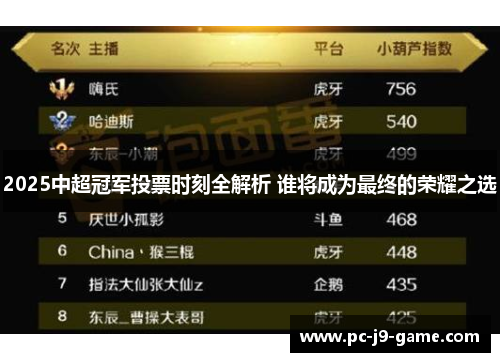 2025中超冠军投票时刻全解析 谁将成为最终的荣耀之选